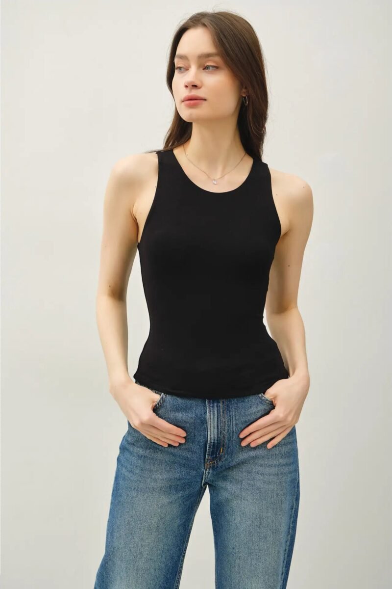 Basic Round Neck Tank - Black