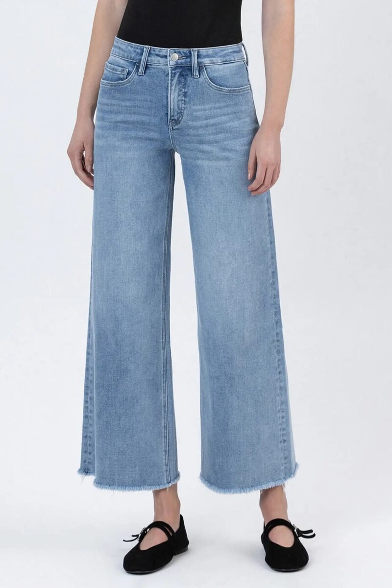 Tummy Control High Rise Ankle Wide Leg Jeans - Lovervet