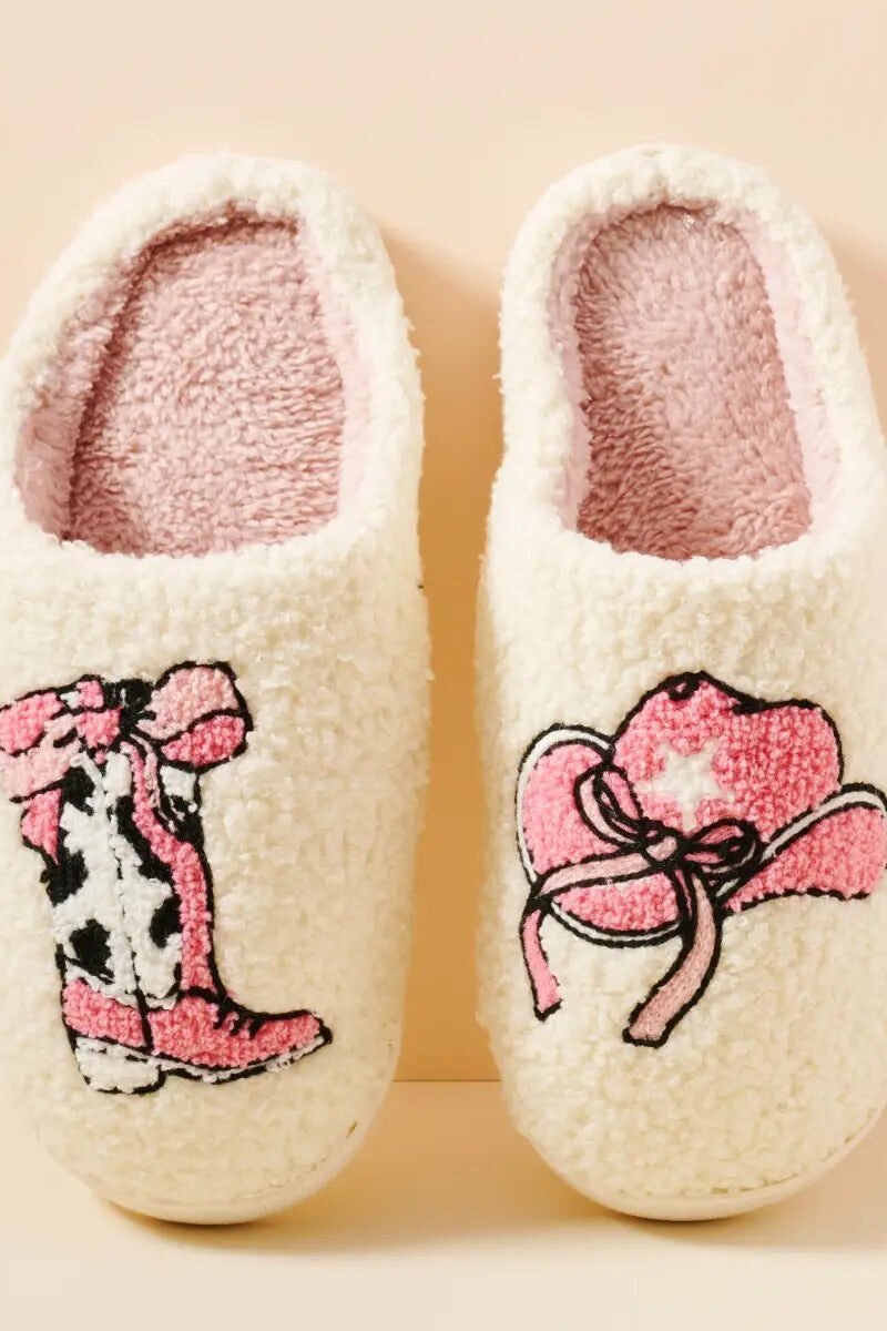 Cow Girl Fuzzy Fleece Soft Slipper