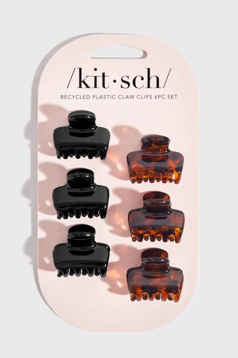 Plastic Mini Puffy Claw Clips 6pc Set- Black/Tort