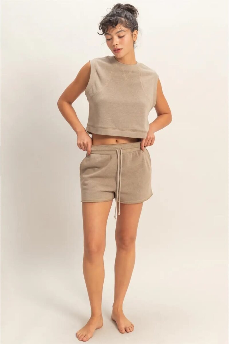 French Terry Sleeveless Top & Shorts Set