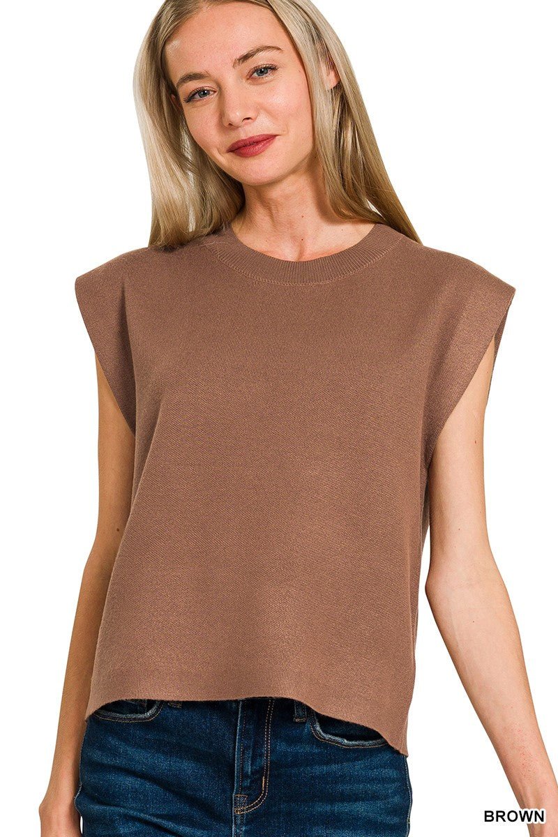 VISCOSE SWEATER VEST – Brown